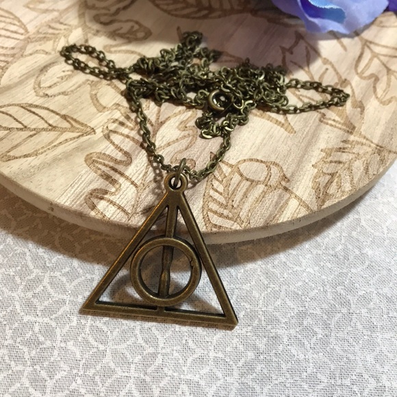 3 for $25 💖 Antique gold deathly hallows necklace - Picture 3 of 3